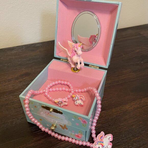 Kids Musical Jewelry Box for Girls with Drawer and Jewelry - Picture 2 of 13